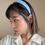 Thin Headband Light Blue Flower