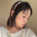 White Clear Bijou Flower Headband