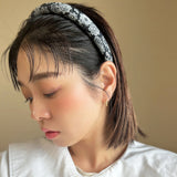 Slender Headband Flower Denim Blue Heart