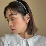 Tight Headband Flower Denim Pearl