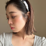 Gather Headband White Black Dot