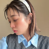 Thin Headband White Dot Ribbon