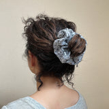 White Black Ribbon Scrunchie
