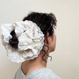 Black and White Frills Scrunchie