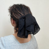 Big Frills Lace Scrunchie Black