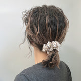 White Brown Scrunchie