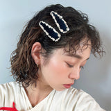 Navy Blue Silver Hair Pin