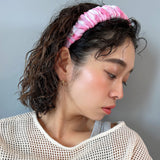 Wide Gather Headband Pink Gingham Check