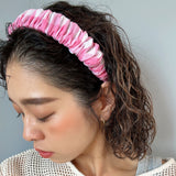 Wide Gather Headband Pink Gingham Check