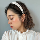 Thin Headband White Gold Dot with Black