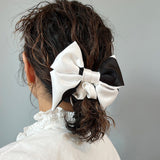 Big Ribbon White Black Scrunchie
