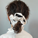 White Black Big Dot Scrunchie