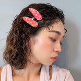 RE Hair Pin Red Pink Tweed