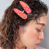 RE Hair Pin Red Pink Tweed