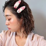 RE Hair Pin White Red Tweed