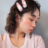 RE Hair Pin White Red Tweed