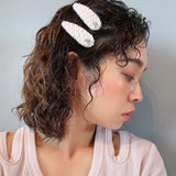 RE Hair Pin White Pink Tweed