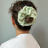 Lime Green Silky Satin Scrunchie