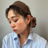 Wide Headband Brown Cotton