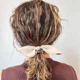Beige Sheer Dot Scrunchie Pony