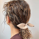 Beige Sheer Dot Scrunchie Pony