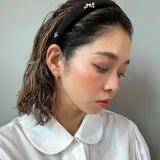 Slender Headband Silver Flower Studs