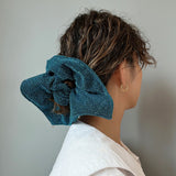Blue Lame Shuriken Scrunchie