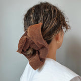 Brown Orange Lame Shuriken Scrunchie