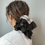 Check and Frills Black Scrunchie