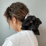 Check and Frills Black Scrunchie