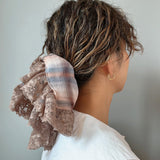 Check and Frills Pink Brown Scrunchie