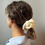 Mix Material White Scrunchie