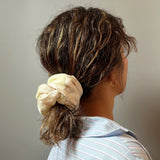 Mix Material White Scrunchie