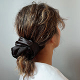 Mix Material Black Scrunchie