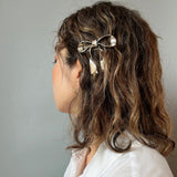 Metal Silver Ribbon Barrette