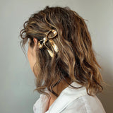 Metal Gold Ribbon Barrette