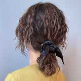 Silk Black Ribbon Scrunchie