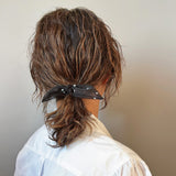 Black White Sheer Dot Ribbon Pony