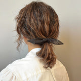 Black White Sheer Dot Ribbon Pony