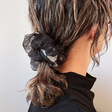 Black Tulle Camo Double Scrunchie