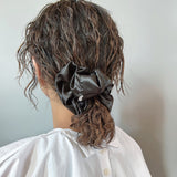 Black Silky Satin Scrunchie