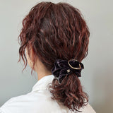 Mulberry Purple Velour Buckle Scrunchie