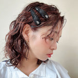 Hair Pin Black Leopard Silver Logo