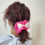 Swish Ribbon Scrunchie Pink-White
