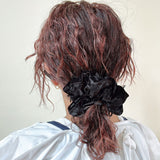 Brushed Velour Black Scrunchie