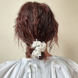 Brushed Velour Ivory Mini Scrunchie
